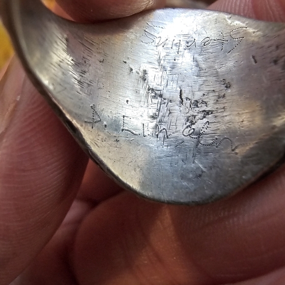 Vintage Buffalo Turquoise Signed Sterling Large Statement Ring - Picture 8 of 12